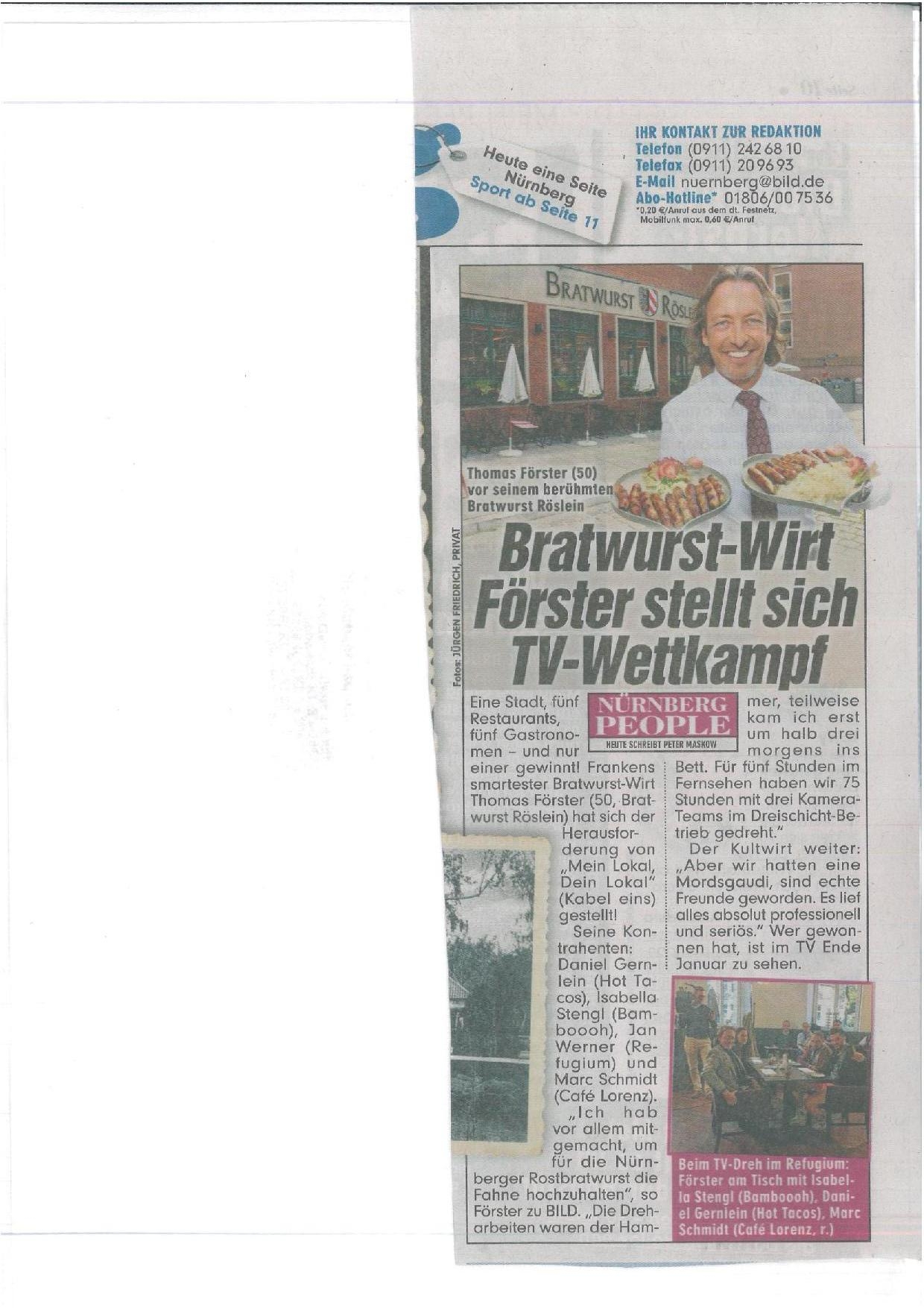 Presse Bratwurst Roeslein Bildzeitung Januar 2015